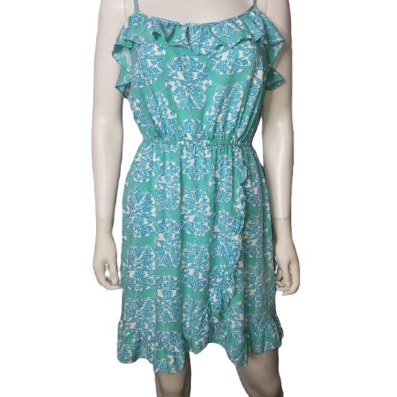 LILLY PULITZER BLUE AND WHITE SEASHELL SUNDRESS SIZE MEDIUM - Picture 3 of 10